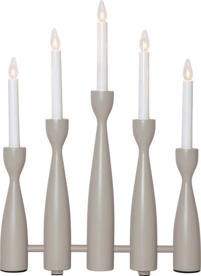 Star Trading kandelaar 'Midja', LED, 5-armig, hout, grijsbruin