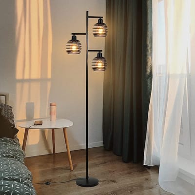 NETTLIFE Staande lamp - zwart - 3-lichts - Vintage - E27 - woonkamer / studeerkamer - sfeervolle staande lamp-excl. lichtbron