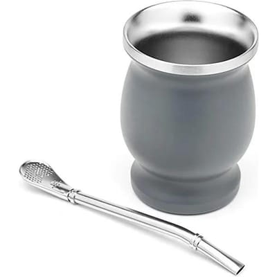 Yerba Mate Kalebas Set Dubbelwandige Roestvrijstalen Mate Theekop en Bombilla Set Inclusief Yerba Mate Kalebas (Beker) Met één Bombilla