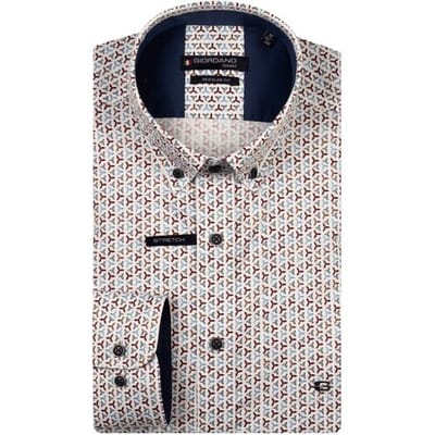 Giordano Overhemd Ivy Satin Stretch Mini Graphic Pattern Deep Mauve-Multi / male