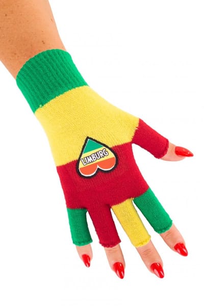 Vingerloze handschoenen rood/geel/groen hartje