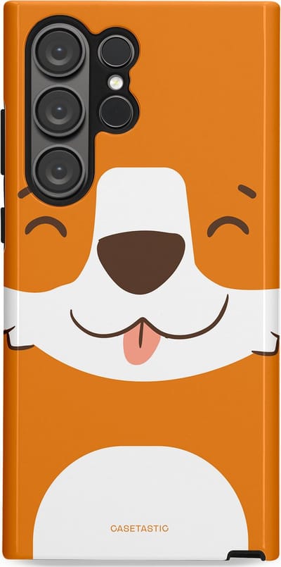 Casetastic hoesje geschikt voor Samsung Galaxy S23 Ultra - Dubbellaagse bescherming - Knuffelkopjes vos - Fashion Case - Oranje Wit