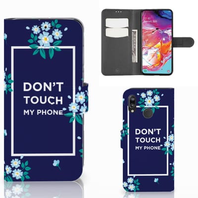 Book Case voor Samsung Galaxy A70 Portemonnee Hoesje Flowers Blue DTMP