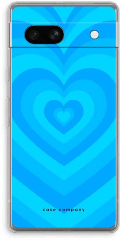 Case Company® - Hoesje geschikt voor Google Pixel 7A hoesje - Hart Blauw - Soft Cover Telefoonhoesje - Bescherming aan alle Kanten en Schermrand