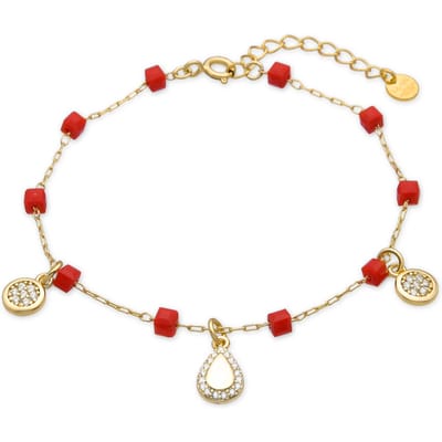 Luxenter Armband van 925 sterling zilver en rood kristal met 18-karaats geelgoud afwerking - Kirrio