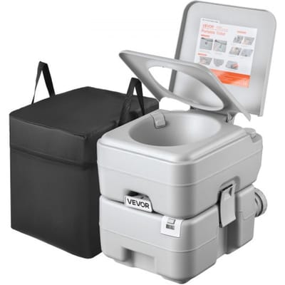 VEVOR draagbaar toilet met verwijderbare afvaltank van 20 liter en 120 spoelingen, campingtoilet, reistoilet met vulniveau-indicator, geschikt voor camperreizen, kamperen, wandelen, boottochten en excursies.