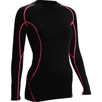 Avento Compressieshirt - Lange Mouw - Dames - Zwart/Roze - Maat 36