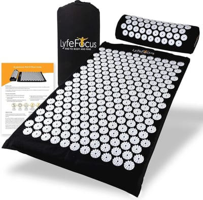 SnelShoppen - Acupressuur Mat & Kussen Set met Reistas - Gedempte Spike Massage Mat voor Pijnverlichting in Rug, Nek & Schouders - Vermindert Spierspa