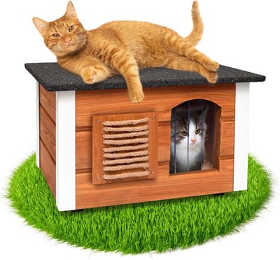 VELTRR® Kattenhuis voor buiten - Kattenhok - Kattenbench - Bruin