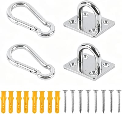 Hangmat Ophangset - Ophanghaken Plafond - Veilig Ophangen - Roestvrij Staal - 500 Lbs Capaciteit - Zilver