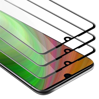 Cadorabo 3x Screenprotector geschikt voor Huawei P30 Volledig scherm pantserfolie Beschermfolie in TRANSPARANT met ZWART - Getemperd (Tempered) Display beschermend glas in 9H hardheid met 3D Touch