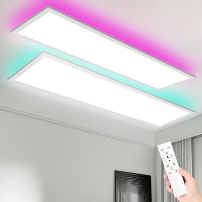 Oraymin LED Plafondlamp 120x30 cm - 40W - RGB achtergrondverlichting - Dimbaar - Slaapkamer - Set van 2