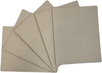 Skinnatur Onderzetters Set van 6 – 13x10 cm – Beige (Linen) – Gerecycleerd Leer & Natuurrubber – Glasonderzetters voor Tafeldecoratie