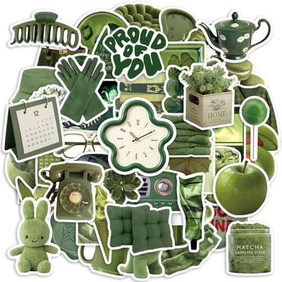 50 stuks Ins Stijl Koreaanse Olijfgroene Artistieke Waterdichte Stickers Diy Decals Voor Journal Waterfles Bagage Sticker Story Store