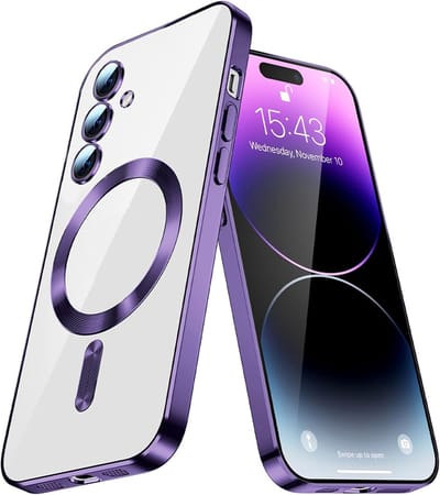 Telefoonhoesje Geschikt voor Samsung Galaxy S22 – Siliconen Hoes met Chroom – Compatibel met MagSafe – Geïntegreerde Camerabescherming – Paars – FuturiQ