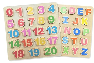 Houten Puzzel Bundel – Letters & Cijfers – Educatieve Legpuzzels voor Kinderen – Montessori Alfabet & Nummer Puzzel – Peuter Speelgoed