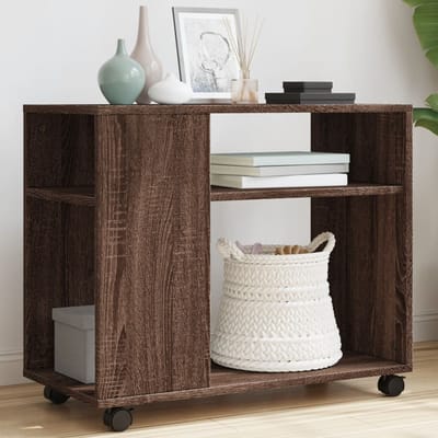 vidaXL - Bijzettafel - met - wieltjes - 70x35x60 - cm - hout - bruin - eikenkleurig