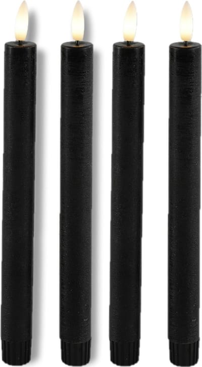 Countryfield Led dinerkaarsen - 4x st- zwart -H24cm - afstandsbediening
