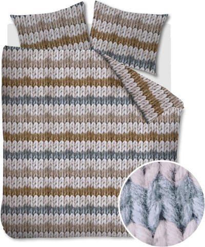 Ariadne at Home Warm Stripes Dekbedovertrek - Oker - 200 x 200/220 cm + 2x 60 x 70 cm