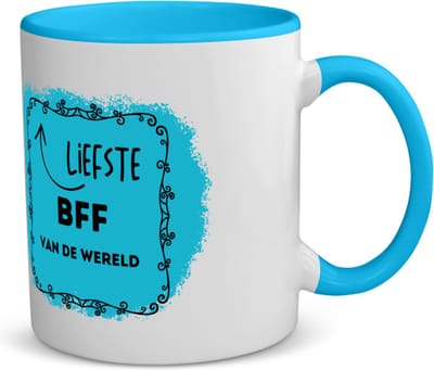Akyol - liefste bff van de wereld koffiemok - theemok - blauw - Vriend - de liefste beste vriend - verjaardag - cadeautje voor beste vriend - beste vriend artikelen - kado - geschenk - 350 ML inhoud