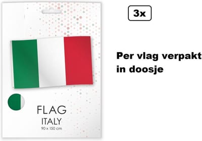 3x Luxe Vlag Italie met ophang ogen - 90cm x 150cm - EK/WK Landen festival thema feest fun verjaardag Italiaans