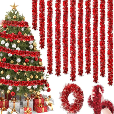 10Pcs x 2M Christmas Tinsel Garland, Lametta Christmas Decoration Garlands, Christmas Tree Garland for Shiny Wedding - ShopVlot