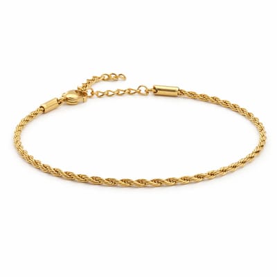 Pax Amare Gedraaid Koord Armband - Goudkleurig Stainless Steel - Gevlochten Schakelarmband - 15cm + 5cm verstelbaar