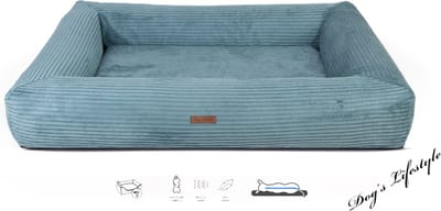 Orthopedische Hondenmand Ribbed Deluxe Rechthoek Petrol XL 100cm Wasbare hoes!