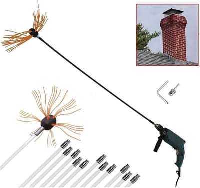Schoorsteenvegerset Nylon - Rookkanaal Reiniger - Schoorsteen Onderhoud - Flexibele Staven - Tot 12 Meter