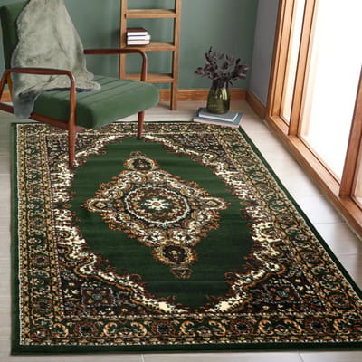 Flycarpets Klassiek Groen Vloerkleed Skazar - Oosters motief - Perzisch Tapijt - Woonkamer - 240x340 cm