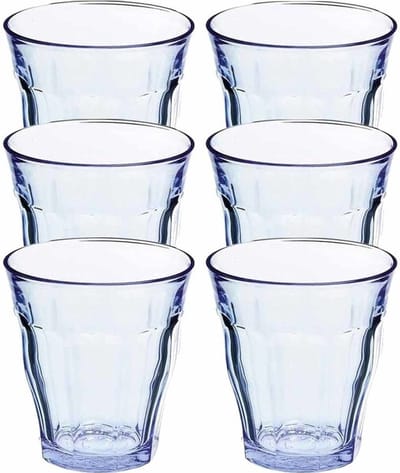 Duralex Drinkglazen/waterglazen Picardi - 6x stuks - blauw - 310 ml - Koffie glazen - hardglas