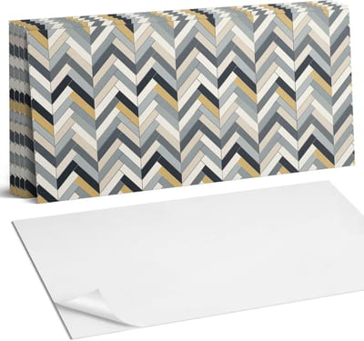 Coloray Plaktegels - Visgraatpatroon Wandtegel Zelfklevend - 60 cm x 30 cm - Grijs Plaktegels - 6 stuks - Rechthoek PVC Tegels - Plaktegels Keuken - Zelfklevende Vloertegels Badkamer - Vinyl Tegels - Zelfklevende Wandtegels