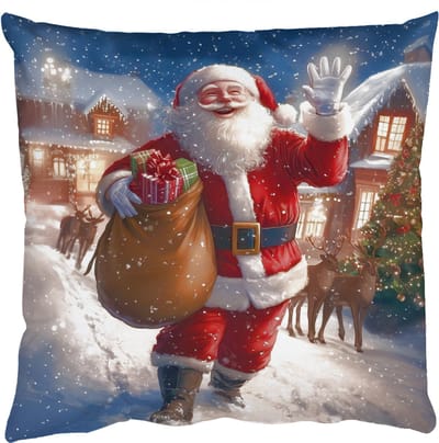Sierkussens - Kussentjes Woonkamer - 50x50 cm - Kerstman - Dorp - Hert - Donker