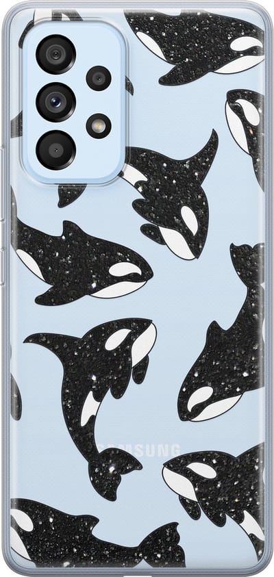 Hoesje geschikt voor Samsung Galaxy A33 - Orka - Soft Case - TPU - Print - Zwart, Transparant - Mooie Telefoonhoesjes