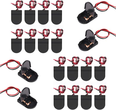 Batterij Houders - Knoopcel Houder - Elektronica Projecten - Met Aan/Uit Schakelaar - 20 Stuks - Zwart