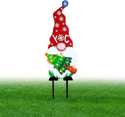 Tuindecoratie Kabouters - Gazonstekers Decoratief - Buiten Versieren - Weerbestendig Ontwerp - 35 cm Hoog - Rood Wit Groen
