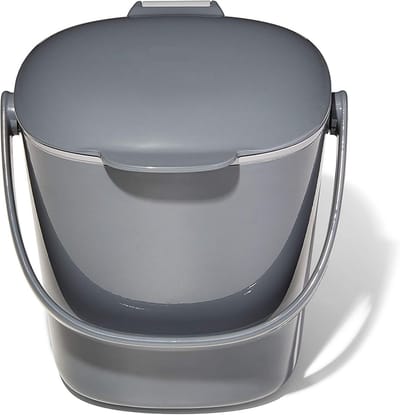 Famanu - Compostemmer met deksel 2,8 liter, geurloos en vaatwasmachinebestendig – grijs