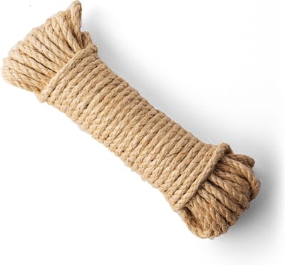 SNURO Sisal natuur touw (8mm, 20M) voor een standaard kattenkrabpaal of -boom, dieren & decoratie - 100% natuurlijk sisaltouw afkomstig van de agave plant - Robuust sisaltouw voor diverse toepassingen, ook voor katten, papegaai & parkieten