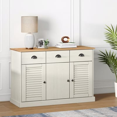 vidaXL - Dressoir - met - lades - VIGO - 113x40x75 - cm - massief - grenenhout - wit