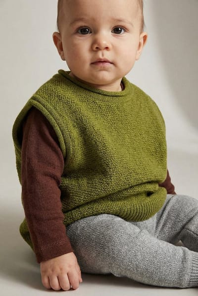 Merinowol gebreide baby spencer - Pickle 44