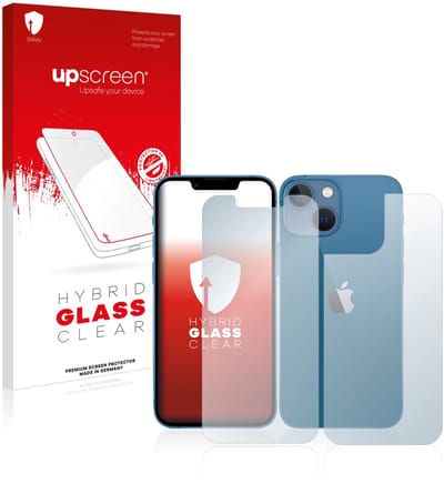 upscreen - Screenprotector voor Apple iPhone 13 mini (Voor+Achter) - Folie Beschermfolie Beschermglas transparant