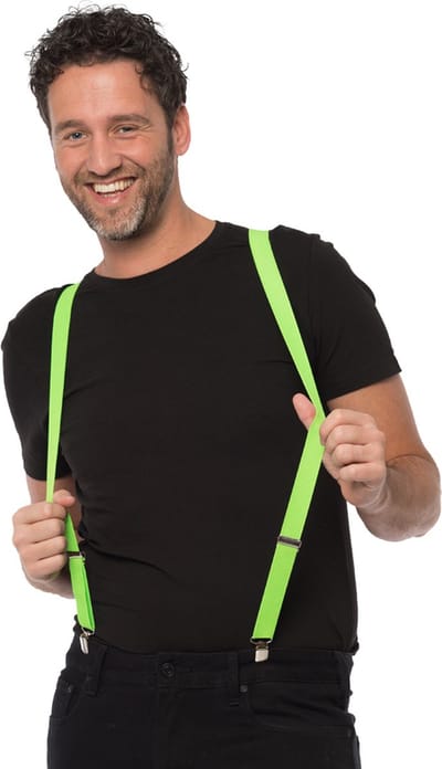 Partychimp Voordeelverpakking 6 pack Bretels Neon Groen Carnavalskleding Heren WK Voetbal Oranje Kleding Carnaval Accessoires - 3 cm Breed - Neon Groen – Polyester – 6 pack