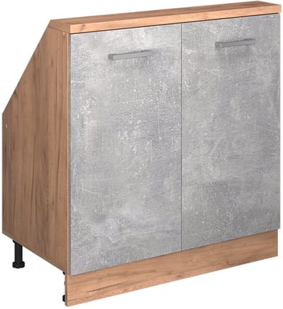 Vicco Rion Kast voor schuine wand – met 2 deuren Beton/gouden eik