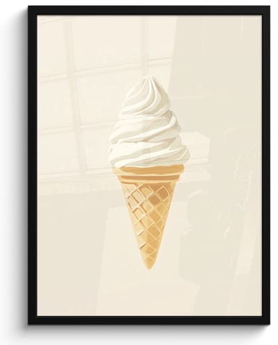 Poster in lijst - Fotolijst 50x70 cm - Posters - Softijs - Hoorntje - Wit - Posterlijst zwart - Decoratie - Wanddecoratie woonkamer - Muurdecoratie slaapkamer