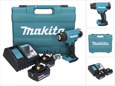 Makita DHG 181 RGK accu-heteluchtpistool 18 V 150 - 550 °C + 2x accu 6,0 Ah + oplader + koffer