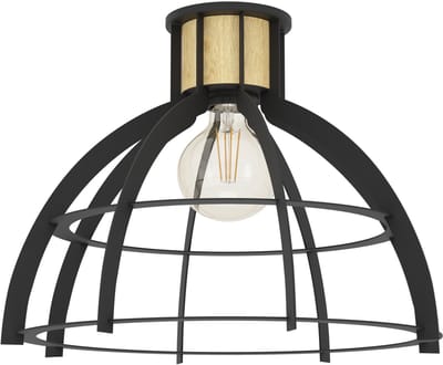 EGLO Stillington Plafondlamp - E27 - Ø 41,5 cm - Zwart|Bruin - Staal|Hout