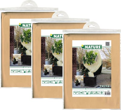 3x stuks nature plantenhoes xl - 5 x 2 meter - beige - anti-vorst planten beschermhoes - 500 x 200 cm