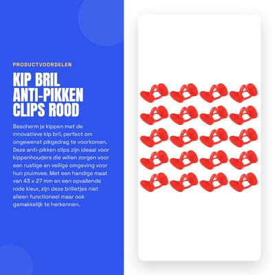 Dailygoods- Pikken Clips 20 Stuks - Kip Bril - Kunststof - Rood - 43x27mm - Stevig Dragen - Ingenieus Ontwerp - Kippenbril