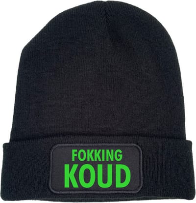 Wintermuts zwart | fluor groen - Fokking koud- soBAD. | Unisex | Skimuts | Muts | Kou | met grappige tekst | Winter | Beanie