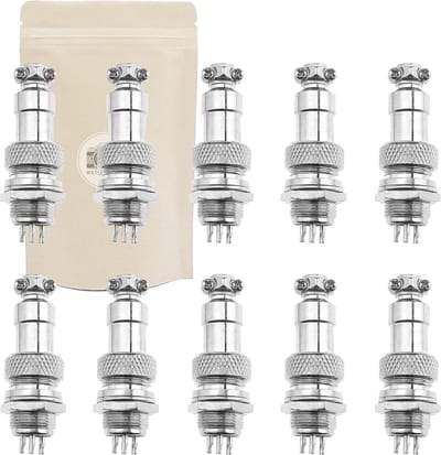 GX12 6-pins stekker - Luchtvaart connector - Apparaten verbinden - 100% metaal constructie - 10 stuks - Zilver